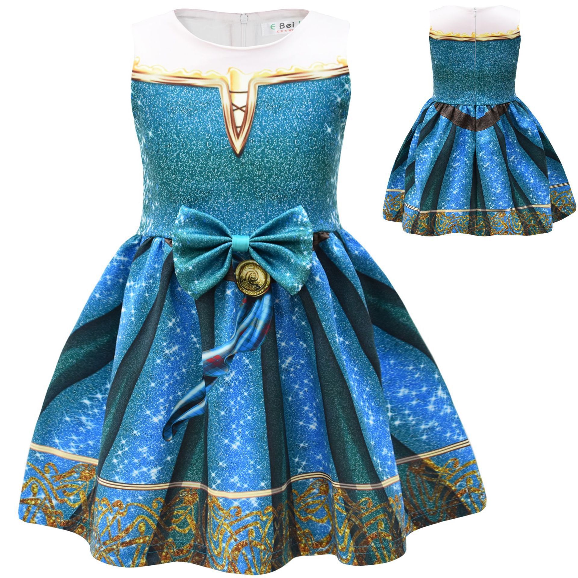 Girls Sleeveless Princess Dress Female Halloween Cartoon Bowknot Costume, Little Girls 2-8T